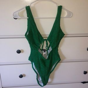 Miss guided cutout one piece swimsuit green